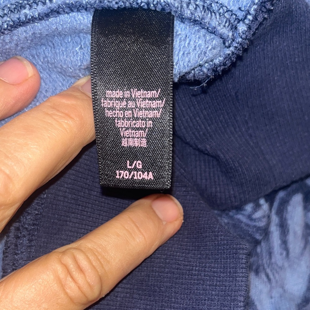 Victoria's Secret Blue Marble Long Sleeve Hood  Sweatshirt Women’s Size L  NWOT - Picture 9 of 10